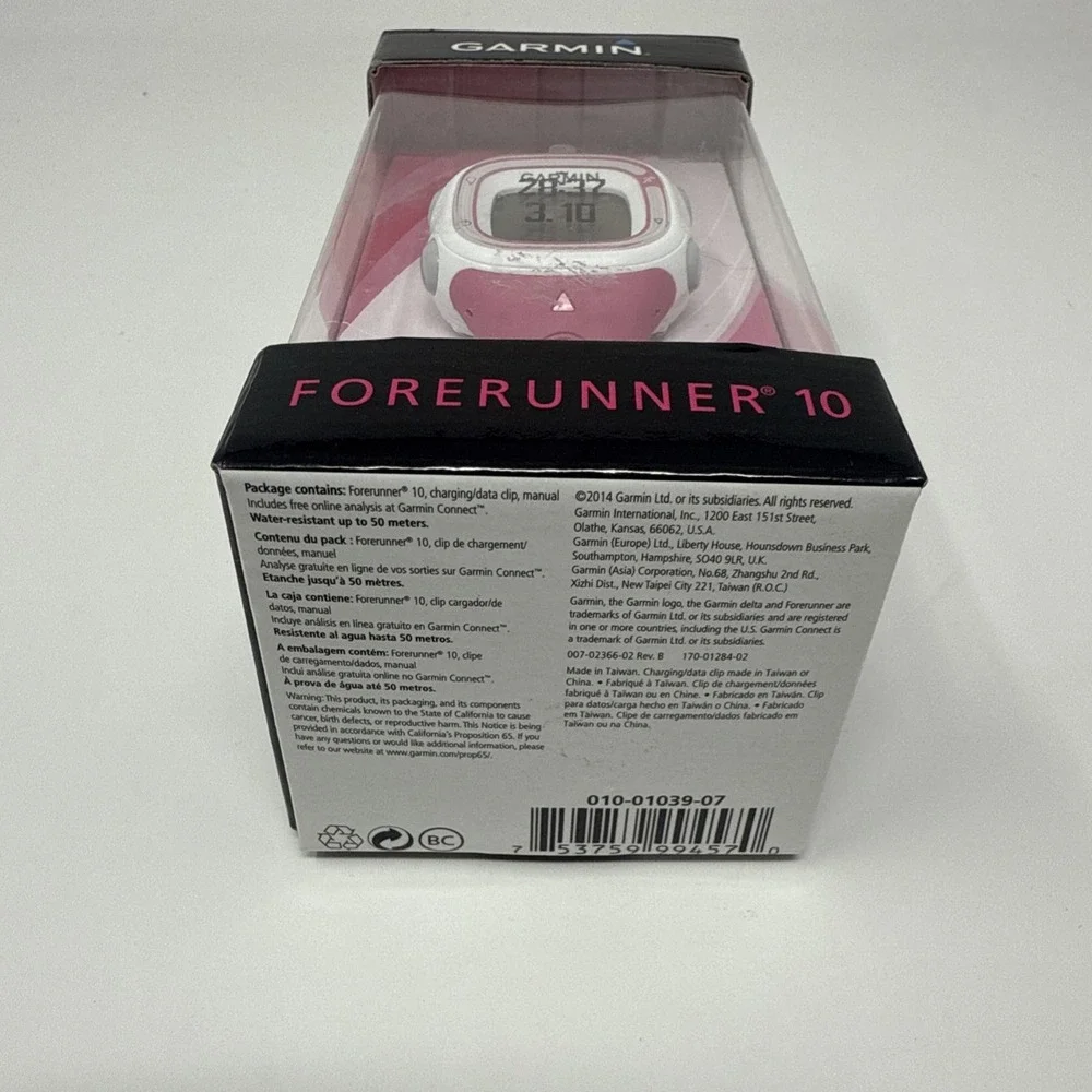 Garmin Forerunner 10 GPS Fitness Running Watch Pink & White w/ Charger OPEN BOX
